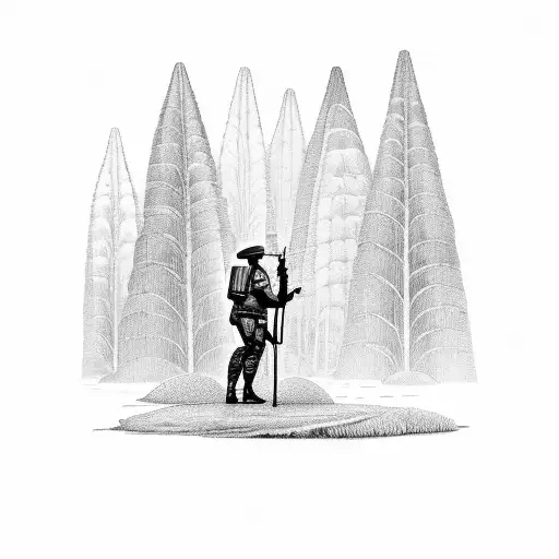 A gendarme standing tall in front of the Amazon rainforest, symbolizing the client's dedication to their occupation and their admiration for the natural world tattoo design idea