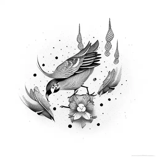 birds with hidden massage  tattoo design idea