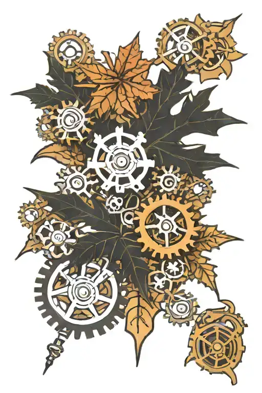 maple leaf, gears, engineer, jack, hailey tattoo design idea