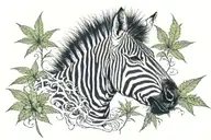 zebra with weed  tattoo design idea