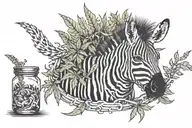 zebra with weed  tattoo design idea