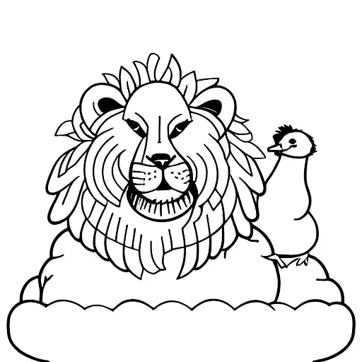 lion cub, duckling and little baby chick tattoo design idea