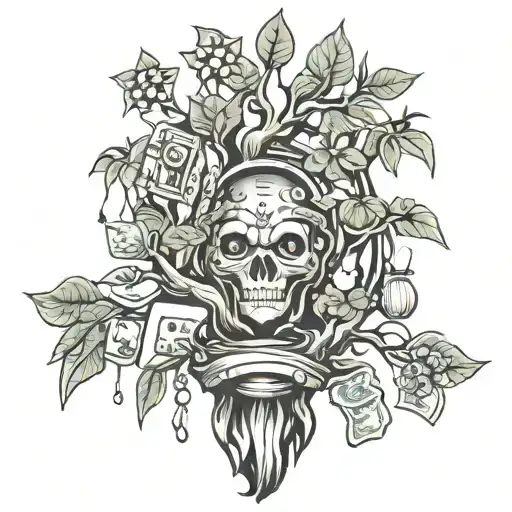 sports betting and money tree growing tattoo design idea