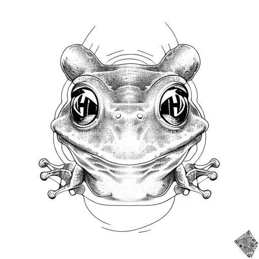 Tree frog playing bass tattoo design idea