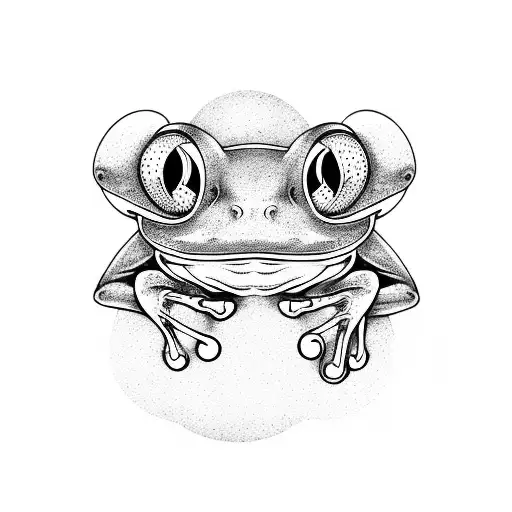 Tree frog playing bass guitar tattoo design idea