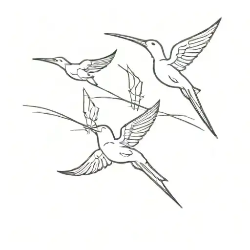 A minimalist design featuring three birds in flight, symbolizing the client, their mother, and their grandmother, soaring together as a family tattoo design idea