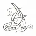 tribal tattoo with the name Elion and Neo. shall fit on a forearm tattoo design idea