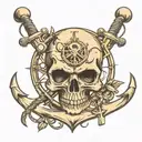 skull and an anchor tattoo design idea