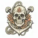 skull and an anchor tattoo design idea