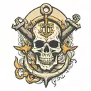 skull and an anchor tattoo design idea