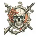 skull and an anchor tattoo design idea