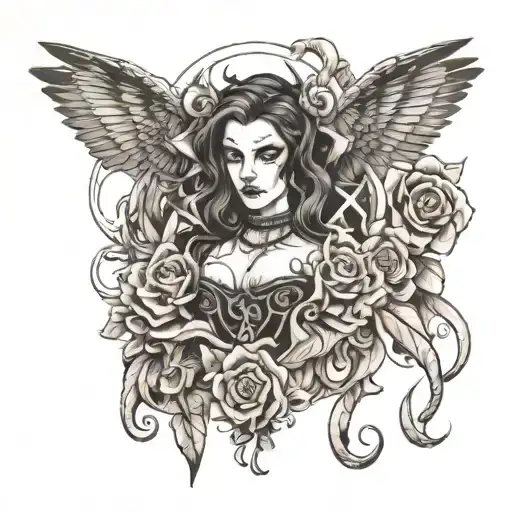 San rio characters goth tattoo design idea