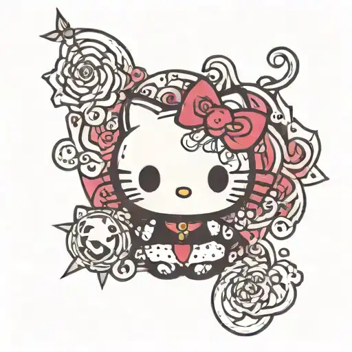 goth hello kitty  tattoo design idea