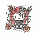 goth hello kitty  tattoo design idea