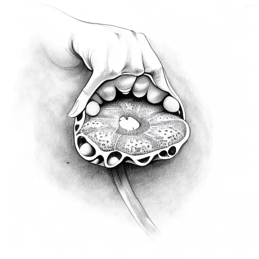 arm reaching out of rafflesia tattoo design idea