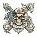 is navy anchor and skull with flag  tattoo design idea