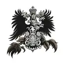 two-headed formidable eagle one body coat of arms of the Russian Empire in the Gothic style with black roses tattoo design idea