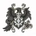 two-headed formidable eagle one body coat of arms of the Russian Empire in the Gothic style with black roses tattoo design idea