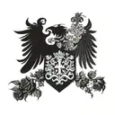two-headed formidable eagle one body coat of arms of the Russian Empire in the Gothic style with black roses tattoo design idea