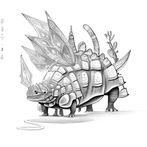Ankylosaurus WITH FAIRY WINGS tattoo design idea