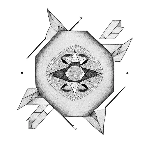 A tattoo incorporating elements from the Ohio, New Mexico, and Chicago flags into a unique geometric pattern tattoo design idea