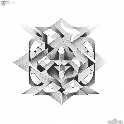 A tattoo incorporating elements from the Ohio, New Mexico, and Chicago flags into a unique geometric pattern tattoo design idea