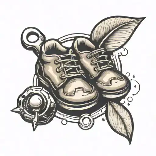 baby footprint and spud wrench tattoo design idea
