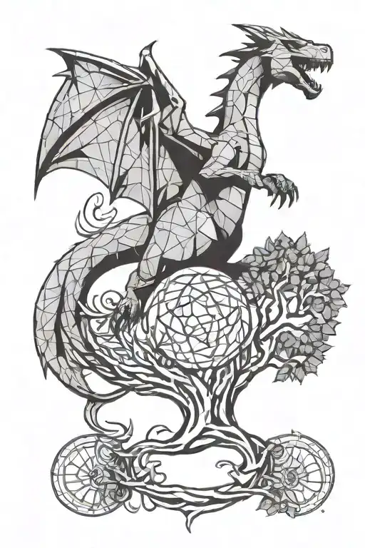 Charizard, Narsil and the tree of Gondor tattoo design idea