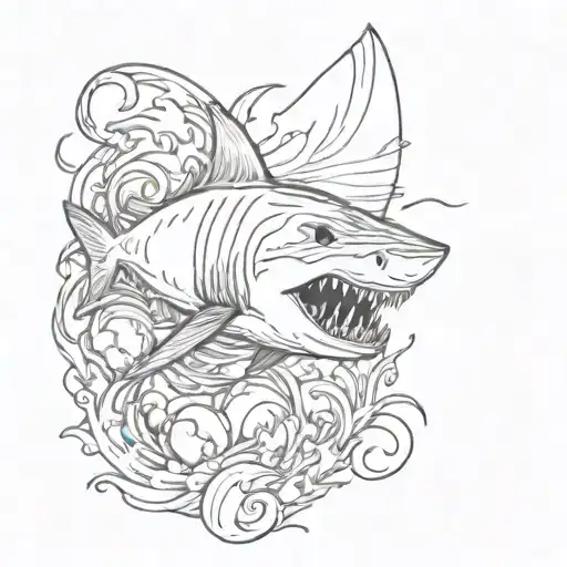 softball, shark fin emerging tattoo design idea