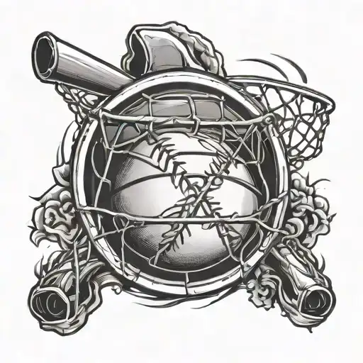 #7 softball and basketball hoop tattoo design idea