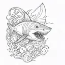softball, shark fin emerging tattoo design idea