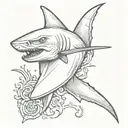softball, shark fin emerging tattoo design idea