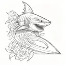 softball, shark fin emerging tattoo design idea