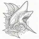 softball, shark fin emerging tattoo design idea