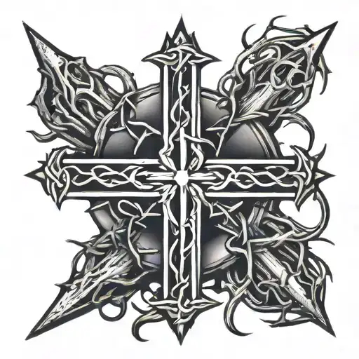Crown of Thorns with a 3 nail cross in the middle tattoo design idea