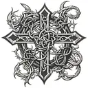 Crown of Thorns with a 3 nail cross in the middle tattoo design idea