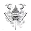 Ares fighting Zeus tattoo design idea