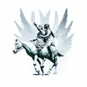 greek statues of two men riding winged horses tattoo design idea