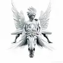greek statues of two men riding winged horses tattoo design idea