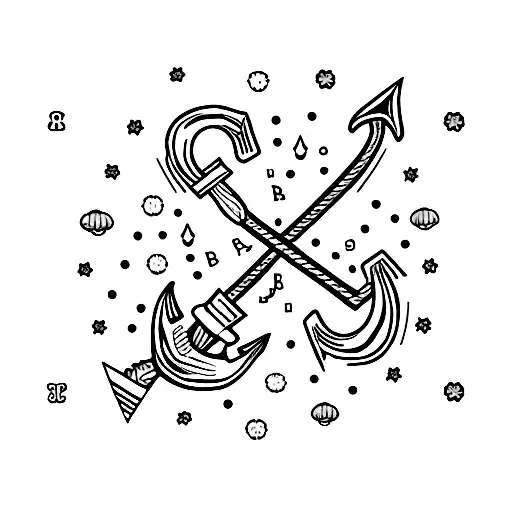 Anchor with 6 birthdays and initials  tattoo design idea
