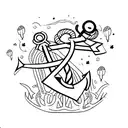Anchor with 6 birthdays and initials  tattoo design idea