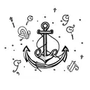 Anchor with 6 birthdays and initials  tattoo design idea