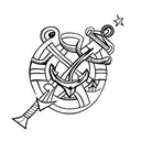 Anchor with 6 birthdays and initials  tattoo design idea