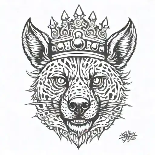 The hyena wearing the king's crown tattoo design idea