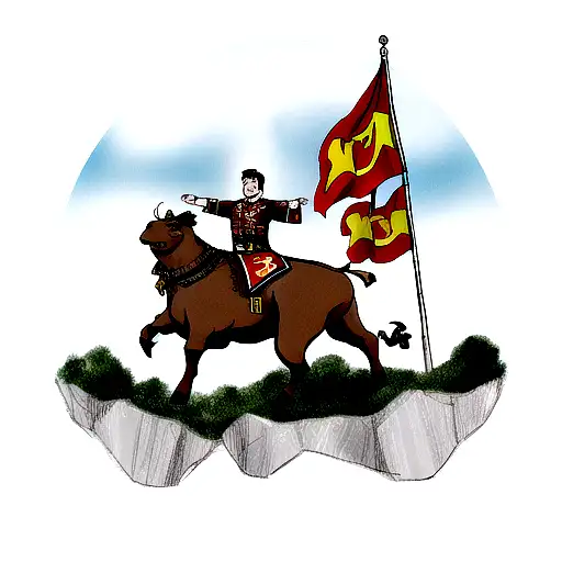 Bull,Spain national flags  tattoo design idea