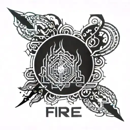 The words "Fire from heat" as a horizontal tramp stamp with womb tattoo aesthetics tattoo design idea