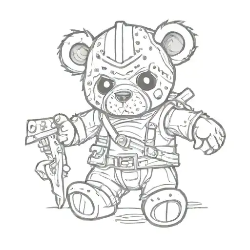 jason Voorhees,freddy kruger death horror cute teddy bear  tattoo design idea