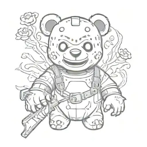 jason Voorhees smiling teddy bear death horror tattoo design idea