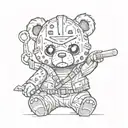 jason Voorhees,freddy kruger death horror cute teddy bear  tattoo design idea
