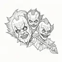 jason Voorhees,freddy kruger,pennywise,Michael Meyers death horror cute tattoo design idea